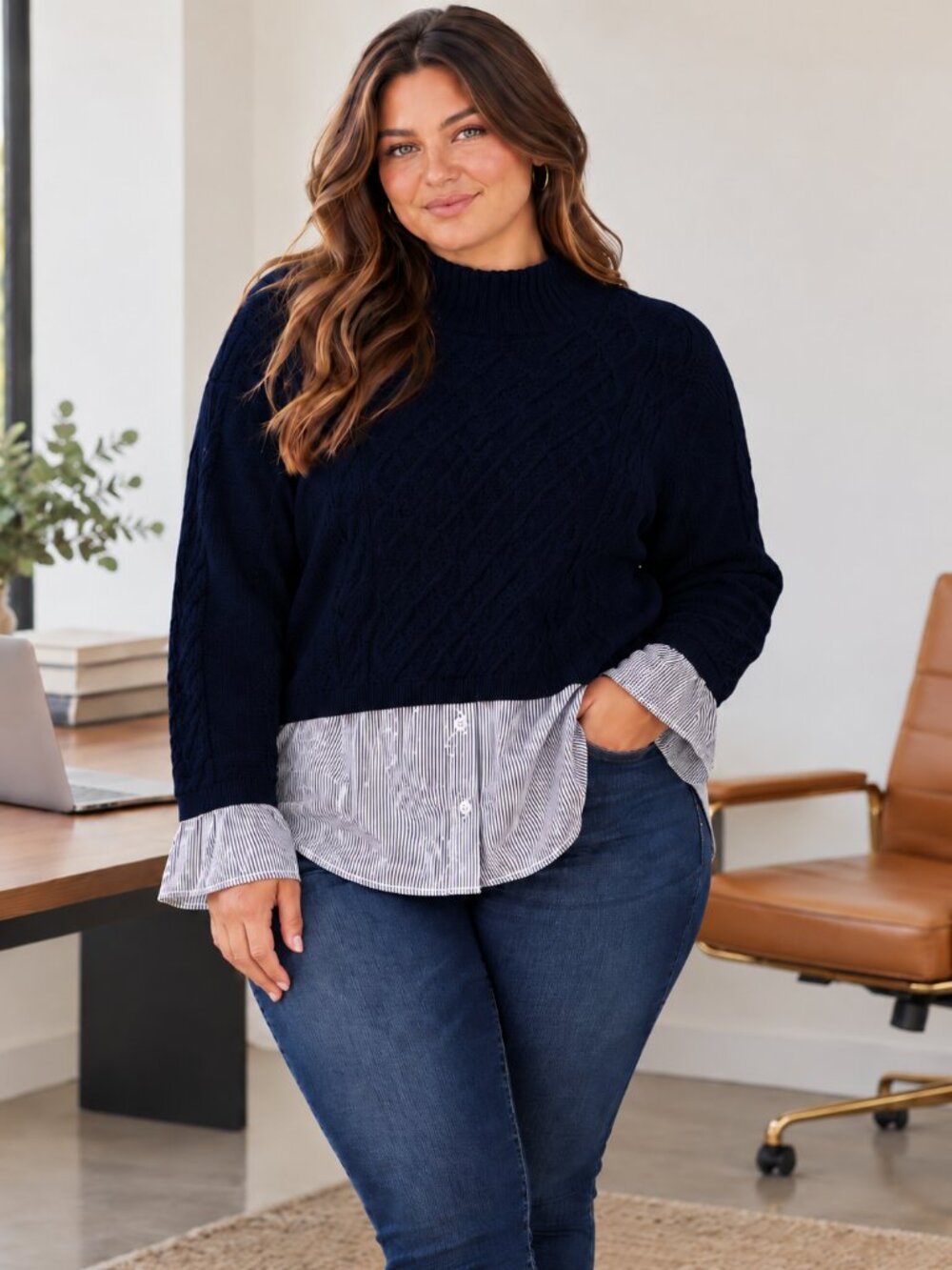 Maeve by Anthropologie Cable Knit Combo Sweater